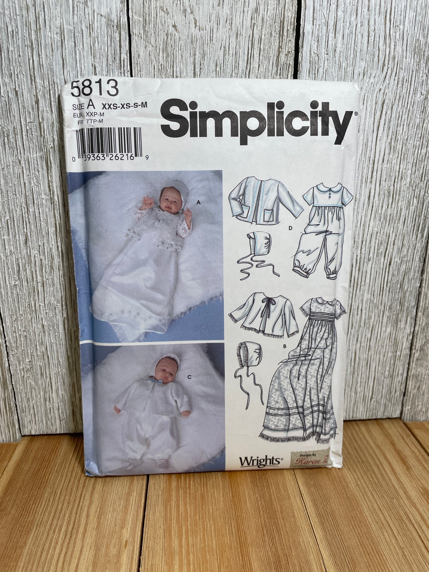 Simplicity 5813 Baby Christening Gown Slip Romper Jacket and Bonnet Size XXS-M Pattern Uncut FF