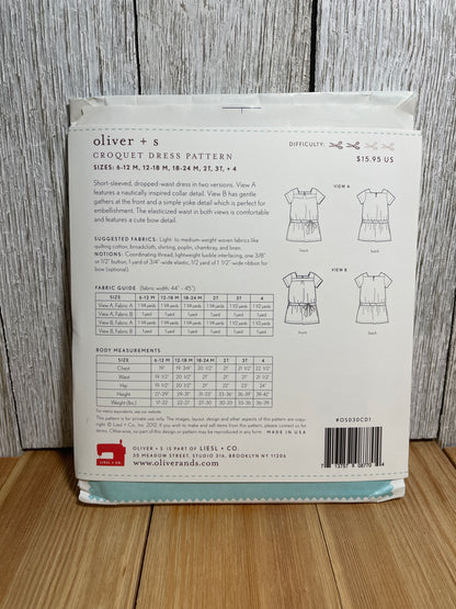 Oliver + S Girls Child Dress and Shorts Physical Pattern (U PIC Pattern) UNCUT FACTORY FOLDED Oliver and S