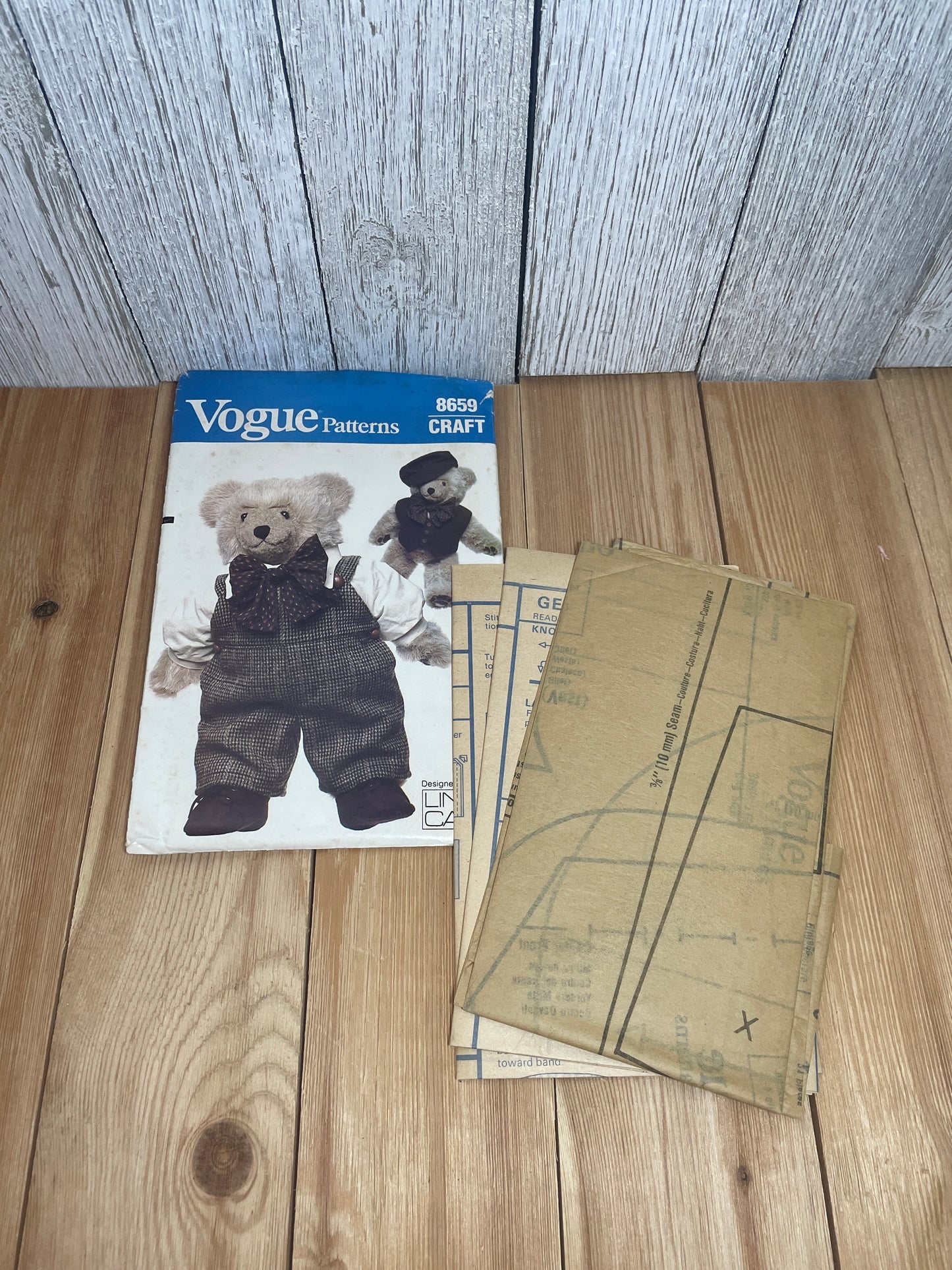Vogue Craft 8658 8659 Linda Carr 23" Tall Stuffed Bear and Wardrobe Pattern UNCUT FF (U PIC Pattern)