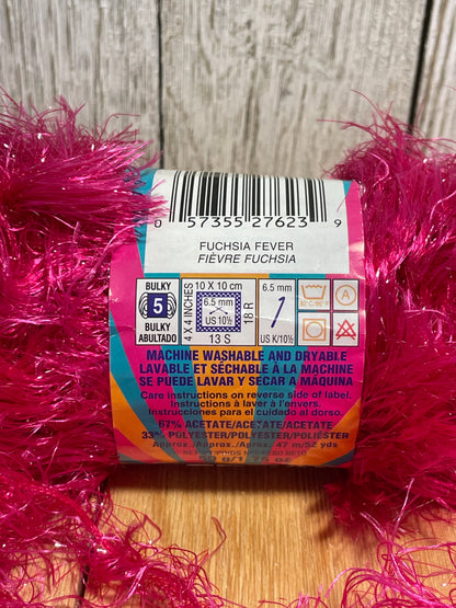 Bernat Disco Fuchsia Fever Pink Fur Yarn Vintage 3 Skein Bundle