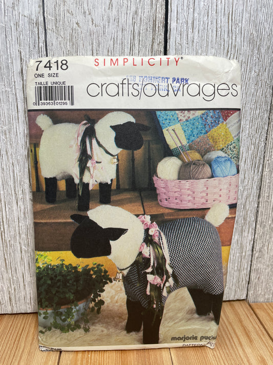 Simplicity Crafts 7418 Adorable Stuffed Sheep Toy in Two Sizes Pattern UNCUT FF