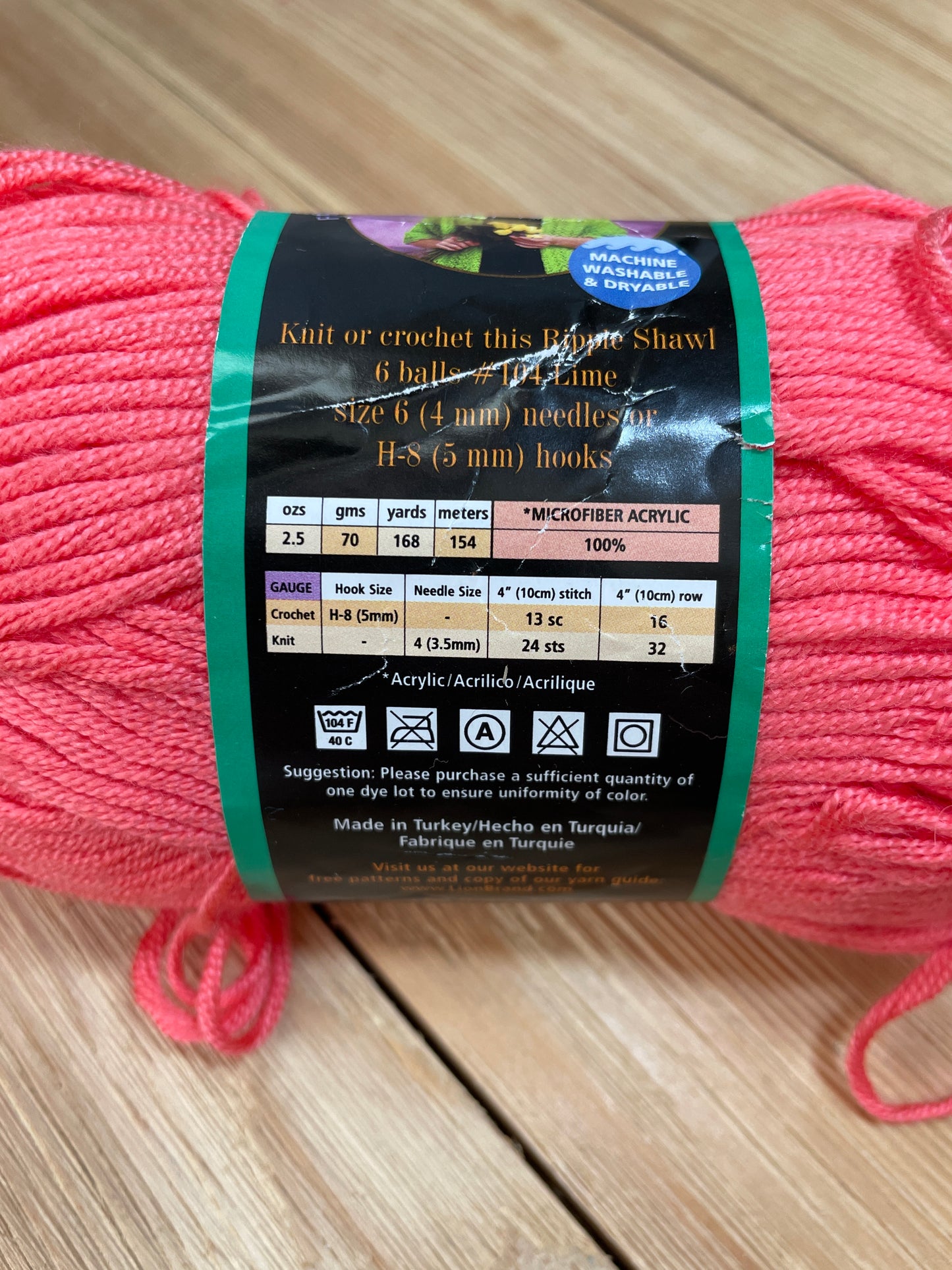 Lion Brand Micro Spun Sport Weight Yarn Coral, French Vanilla, Turquoise, Leaf (U Pik Color) Pink, White, Green, Blue