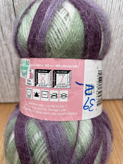 Patons Lace Mohair Wool Yarn Sachet Green Purple White Skein 78g