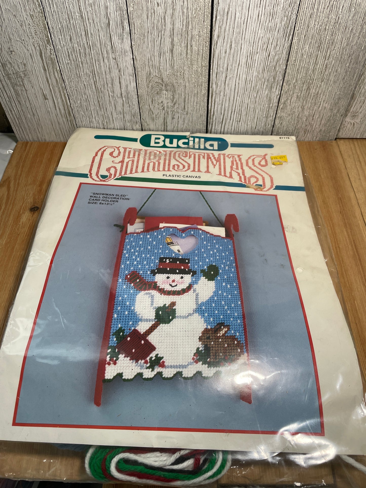 Bucilla Christmas Plastic Canvas Kit Snowman Sled Wall Card Holder 61115