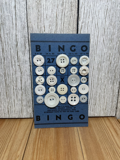 Vintage Button Lot on Bingo Card U PICK Antique Quirky Cute