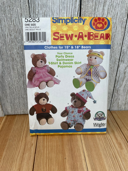 Simplicity Sew a Bear Build a Bear Clothes Pattern UNCUT FF