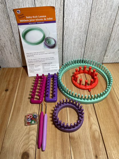 Premium Premier Baby Knit Looms Kit 5 Looms Circle and rectangle 2 Knit Hook 1 pack of Stitch markers