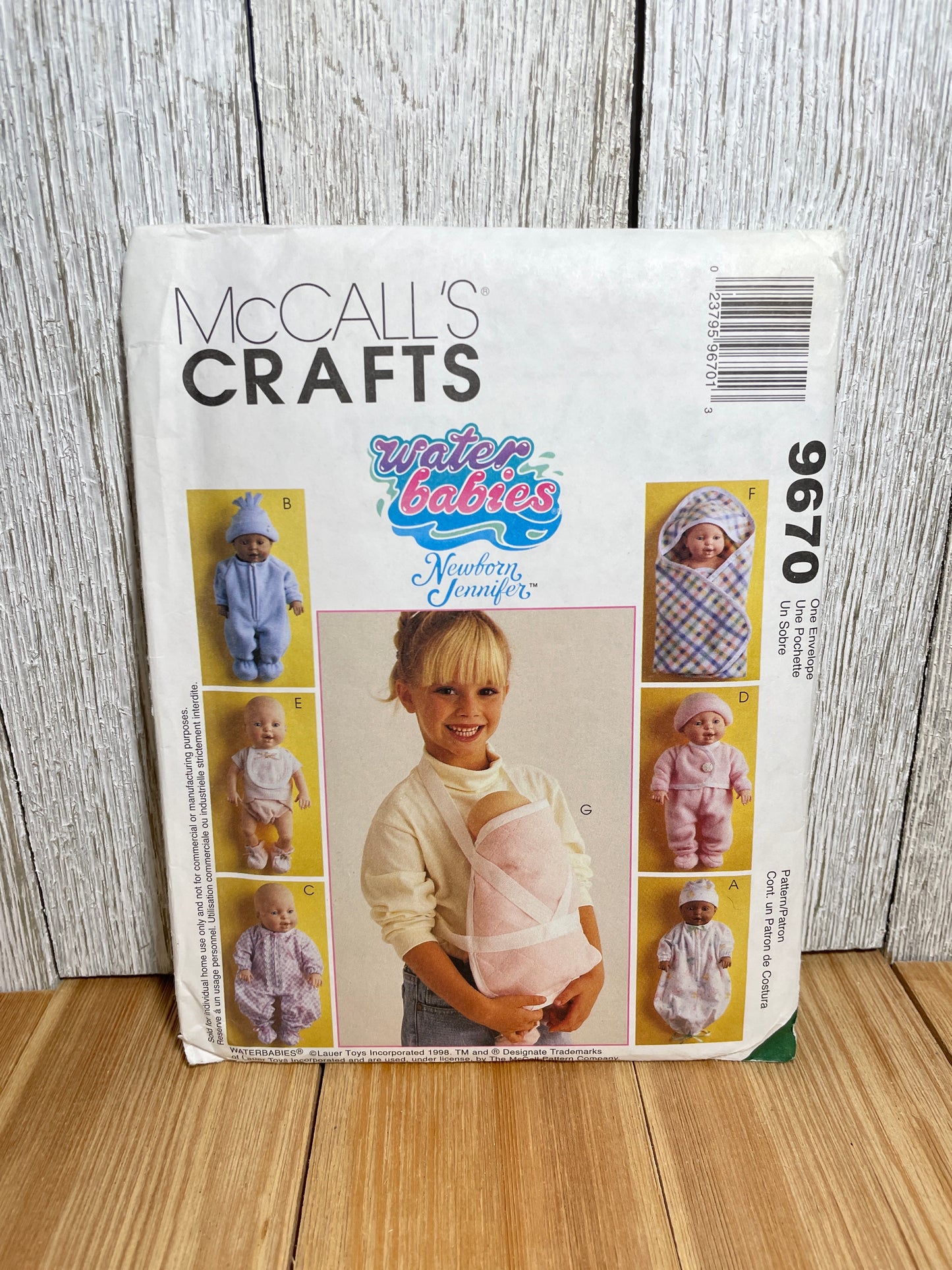 McCall's Crafts 9670 Water Babies Baby Doll Clothes fits dolls 10"-20" Pattern UNCUT FF