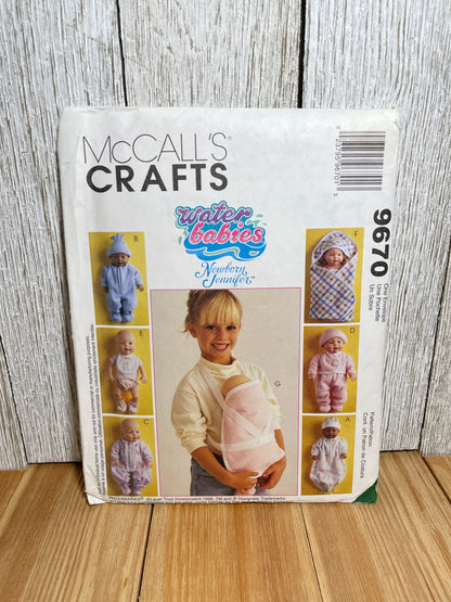 McCall's Crafts 9670 Water Babies Baby Doll Clothes fits dolls 10"-20" Pattern UNCUT FF