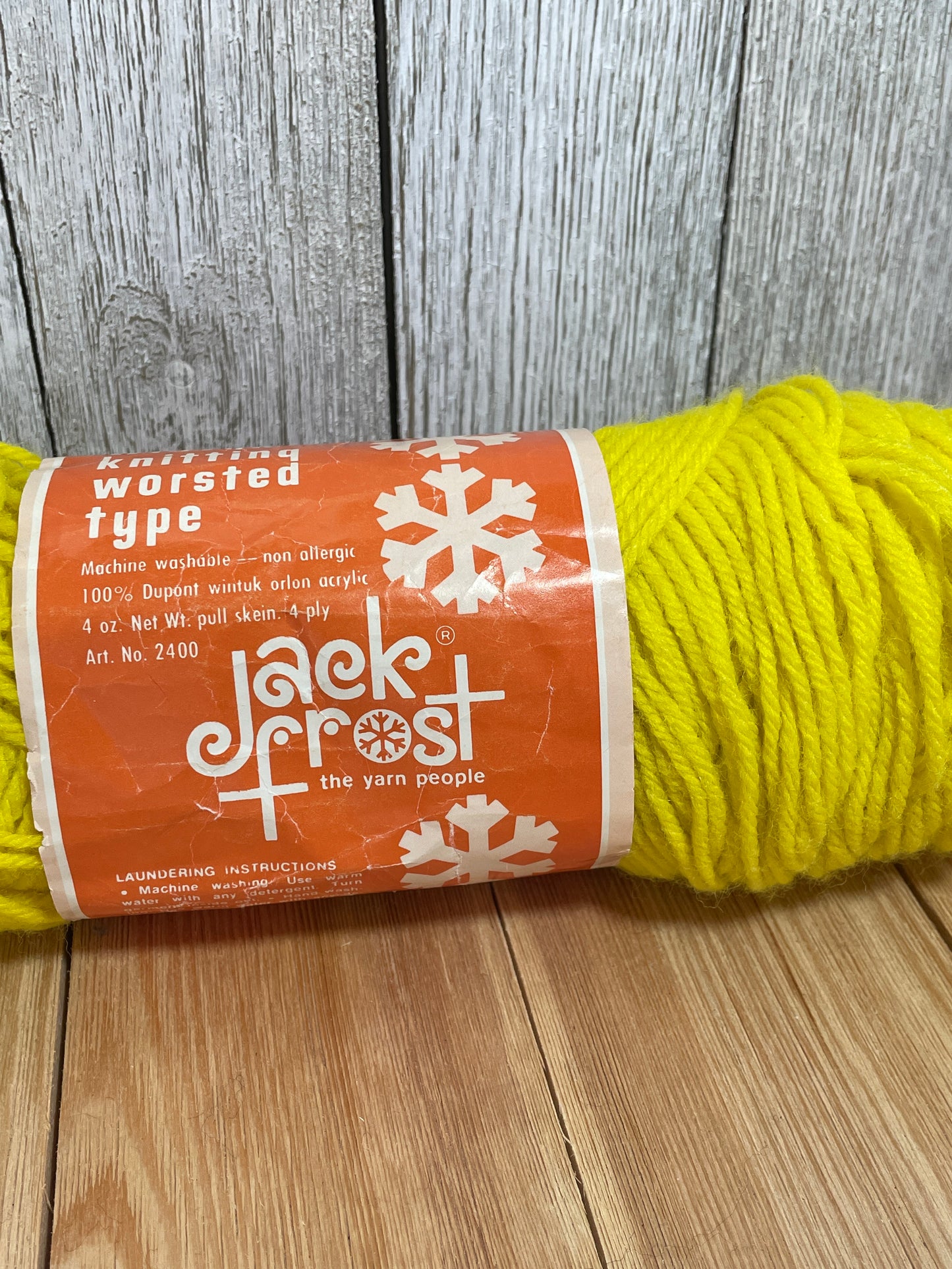 Vintage Jack Frost Rad Lemon Yarn Worsted Acrylic Full Skein