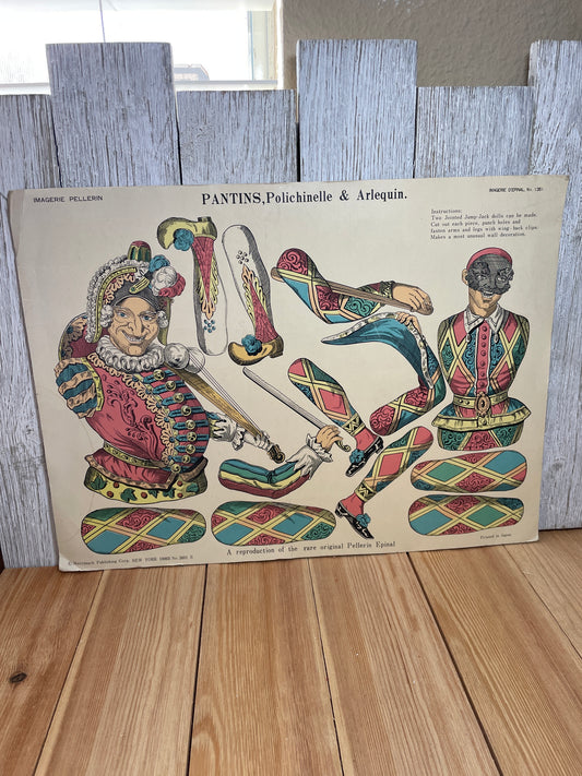 Pantins Polichinells and Arlquin No.1351 Paper Dolls Construction Kit