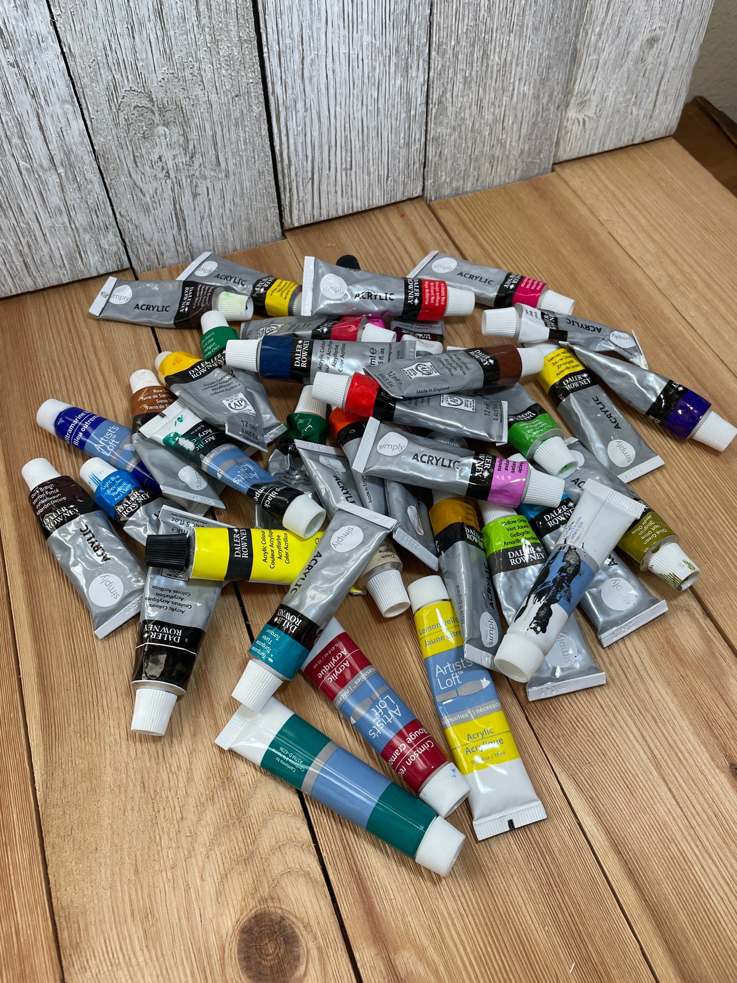 Huge Lot of Daler Rowney Simply Acrylic Paint Tubes 38 Tubes