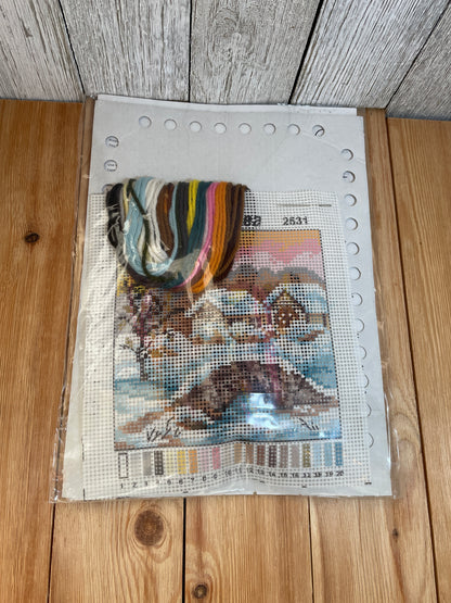 Duftin Painted Canvas for Needlepoint Spring, Winter, Summer, Autum Cottage Kit (PIC UR KIT)