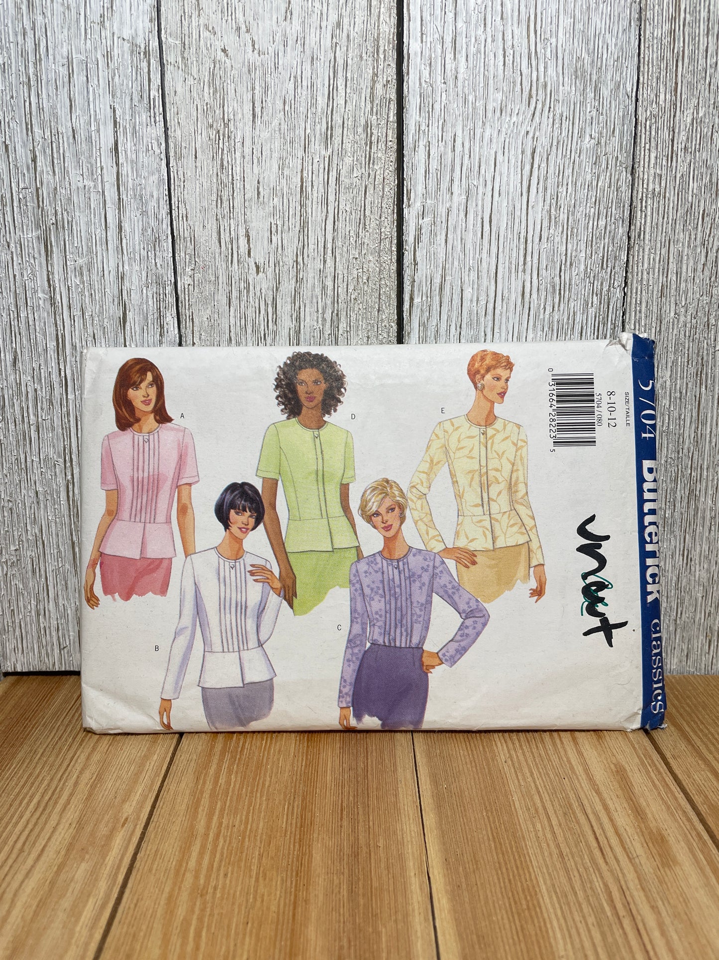 Butterick 5704 Petite Top Tulip Pleated Blouse Pattern Two Sleeve Lengths Size 8-12 UNCUT FF