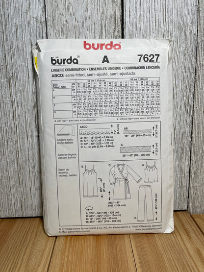 Burda 7627 Sleepwear Lingerie Nighty Robe Tank Top and Pants Pattern Plus Size 10-24 UNCUT FF