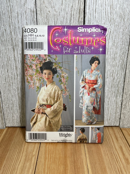 Simplicity 4080 Traditional Japanese Geisha Kimono Dress Size 6-12 Pattern UNCUT FF Halloween Costume