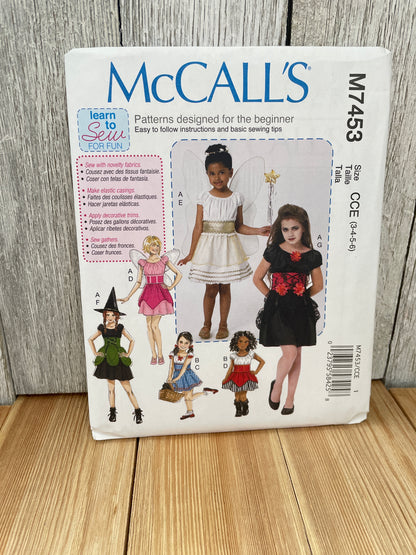 McCall's M7453 Child Size 3-6 Fairytale Angel Halloween Costume Uncut FF Sewing Pattern