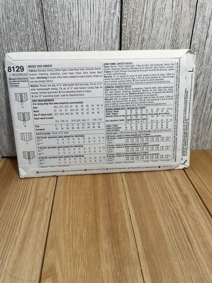 Simplicity 8129 Easy Corset Costume Pattern Size 14-22 Uncut FF Halloween