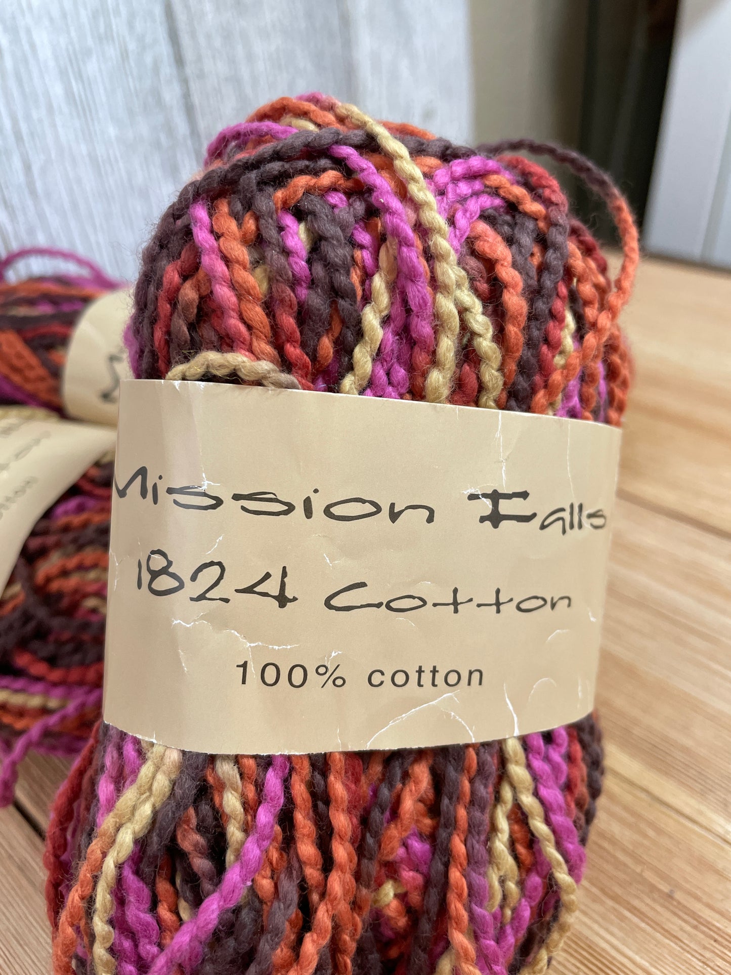 Misson Falls 1824 Cotton Yarn Color 777 Pink Orange Yellow Cotton Yarn 4 Skein Bundle