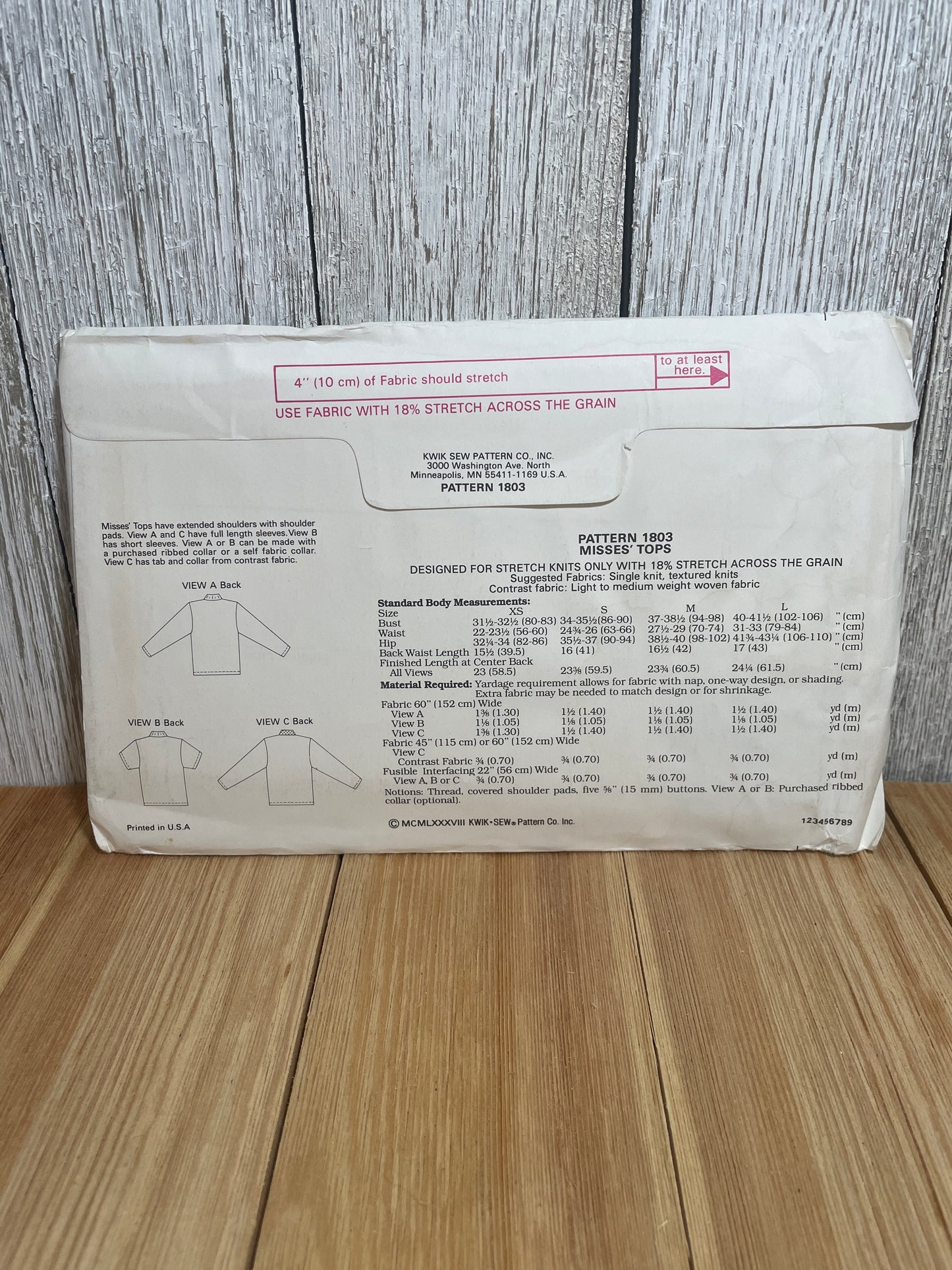 Kwik Sew 1803 Button Up Blouse with Pocket and Room for Shoulder Pads Pattern Size XS-L UNCUT FF Sealed