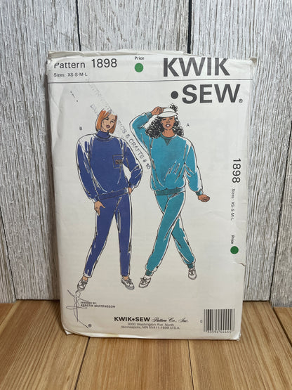 Kwik Sew 1898 Cuffed Jogging Suit Jogger Pants Sweatshirt Pattern Size XS-L UNCUT FF