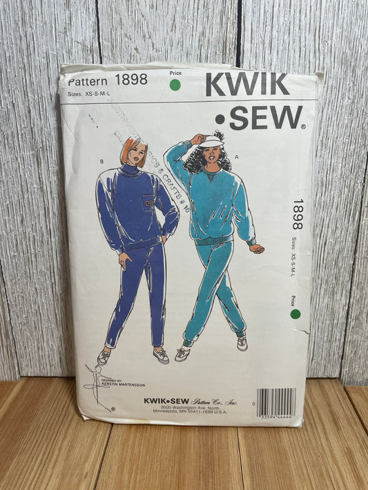 Kwik Sew 1898 Cuffed Jogging Suit Jogger Pants Sweatshirt Pattern Size XS-L UNCUT FF
