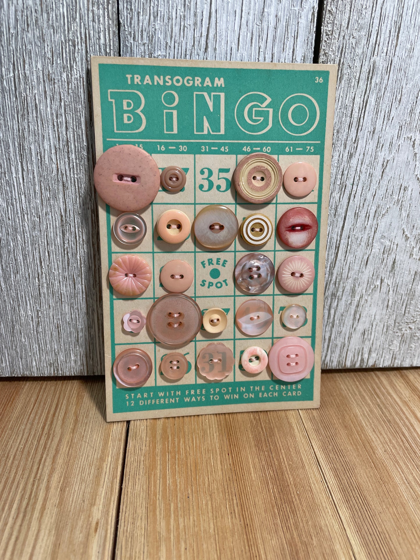 Vintage Button Lot on Bingo Card U PICK Antique Quirky Cute