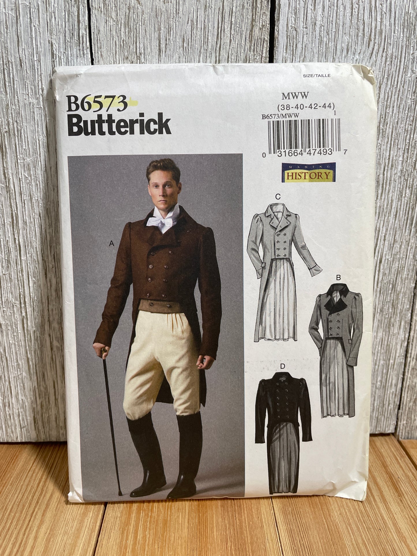 Butterick B6573 Men's Regency Waistcoats Tailcoat Size 38-44 Pattern UNCUT FF Halloween Costume