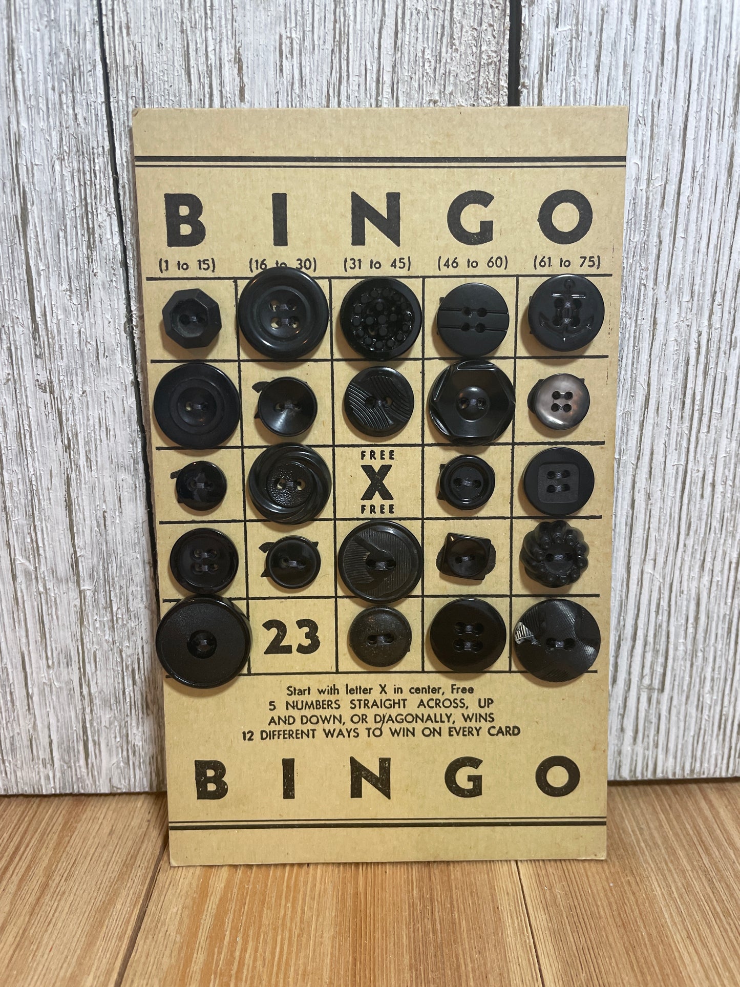 Vintage Button Lot on Bingo Card U PICK Antique Quirky Cute