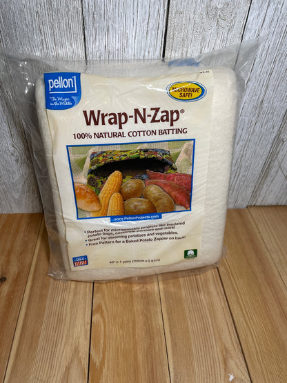 Cotton Batting Warm and Natural Wrap N Zap 45"x60" NEW (U PIC STYLE)