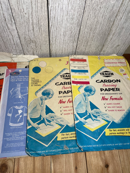 Vintage Dressmakers Tracing Paper Carbon Paper Huge Lot Scovill, Sears, Dritz, Signer, Talon, Pennys, Traum
