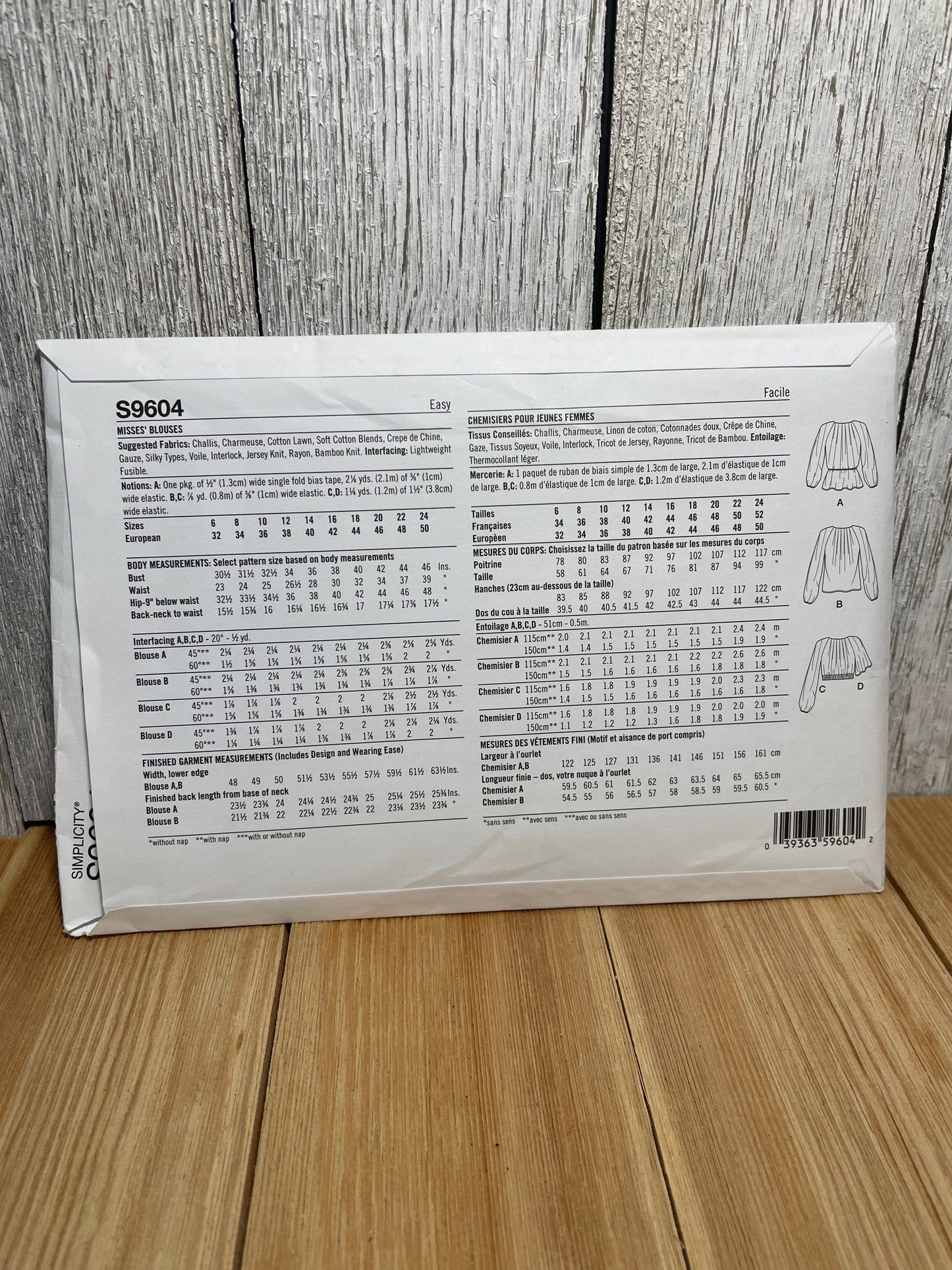 Simplicity S9604 Misses Pleated Ruffle Top Size 6-14 Uncut FF Sewing Pattern