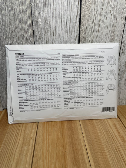 Simplicity S9604 Misses Pleated Ruffle Top Size 6-14 Uncut FF Sewing Pattern