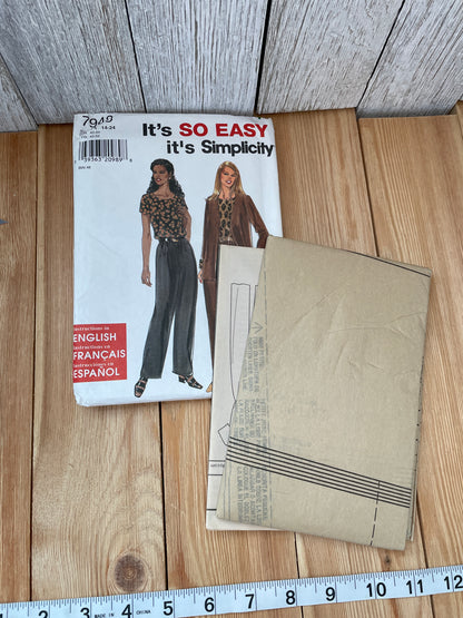Simplicity 7948 Misses Petite Jacket & Jumpsuit Size 14-24 Uncut FF Sewing Pattern