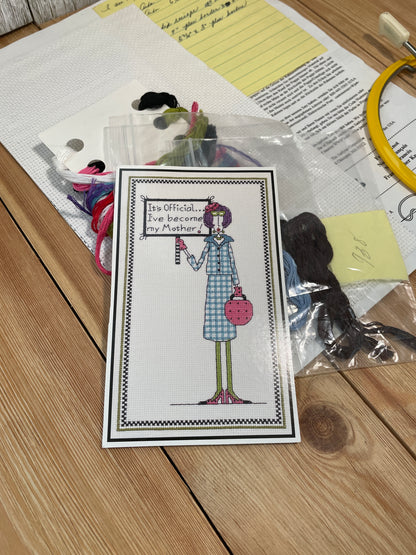 Dolly Mamas Janlynn It's Official Cross Stitch Complete Kit #019-0403