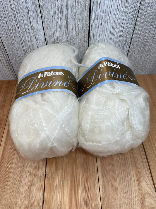 Patons Divine Icicle White Yarn 2 Skein Bundle
