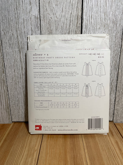 Oliver + S Girls Child Dress and Shorts Physical Pattern (U PIC Pattern) UNCUT FACTORY FOLDED Oliver and S