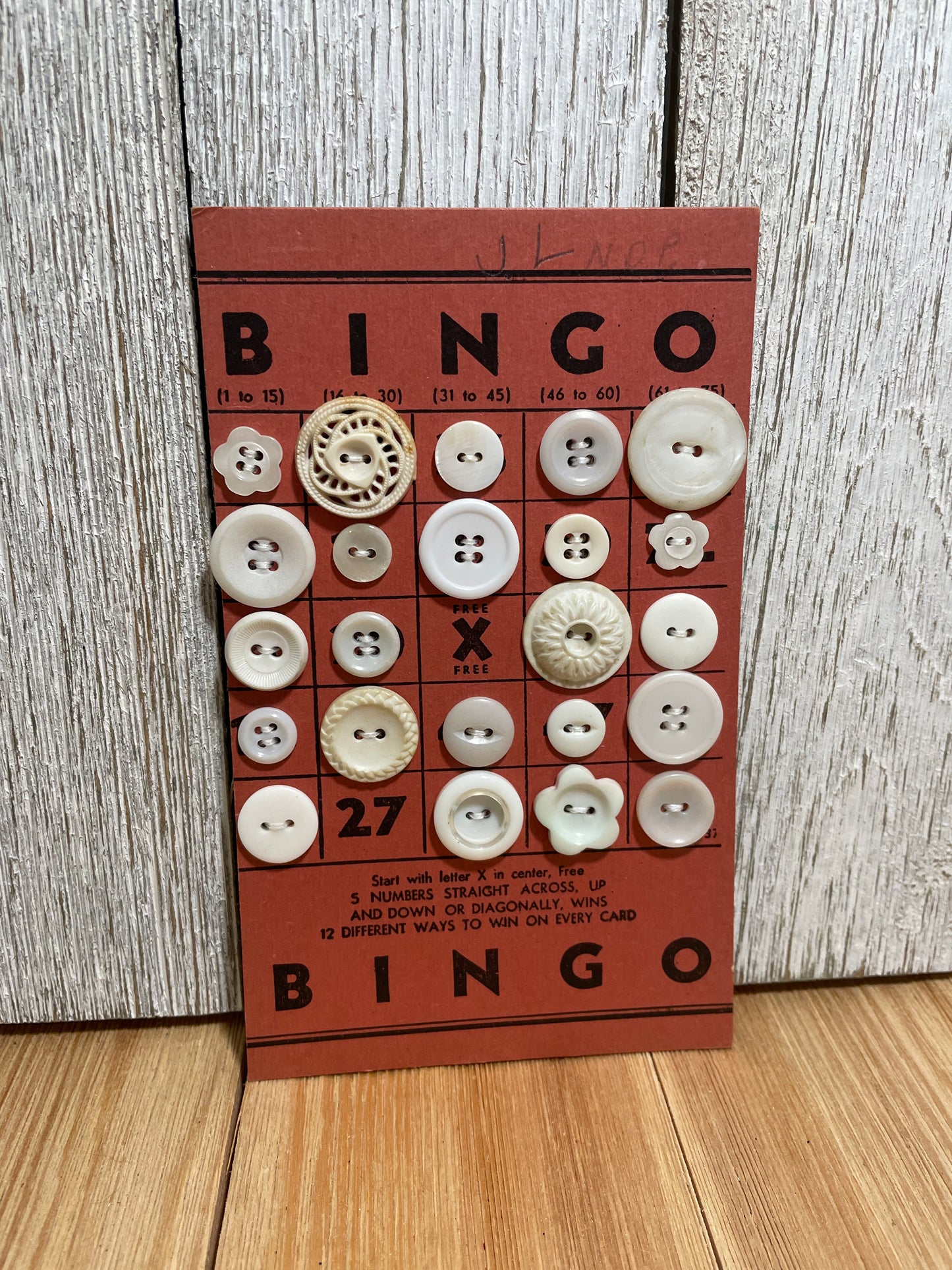 Vintage Button Lot on Bingo Card U PICK Antique Quirky Cute