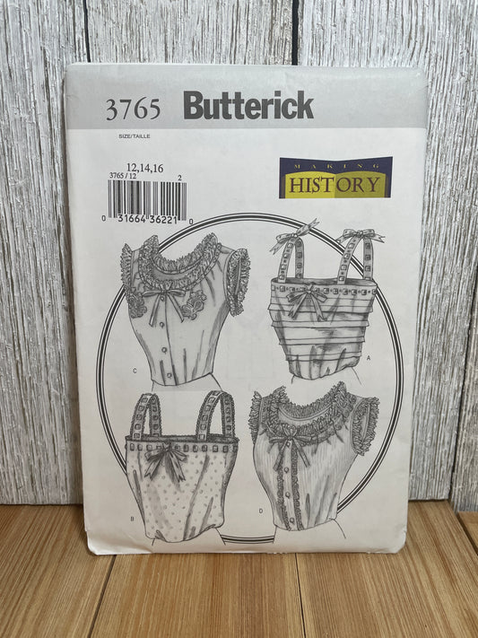 Butterick 3765 Making History Historical Chamisal in Four Styles Pattern Size 12-16 UNCUT FF