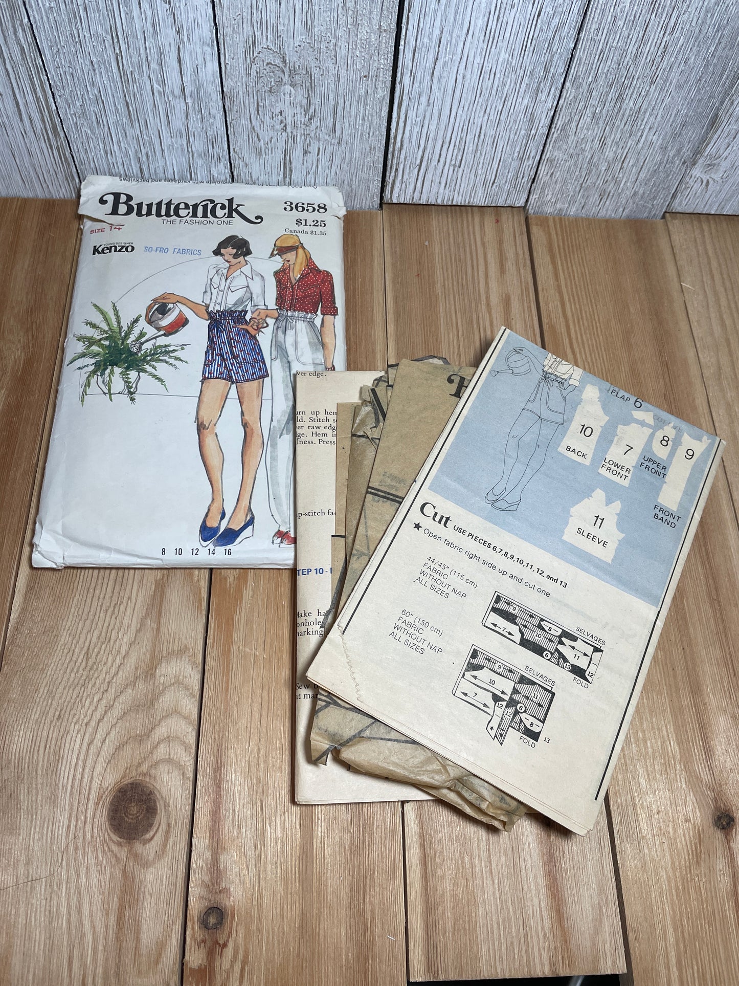 Butterick 3658 Shorts Pants Shirt Pattern Size 14 PreCUT Complete