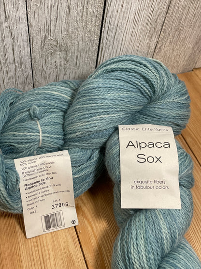 Classic Elite Yarns Alpaca Sox Teal Blue 1846 Sock Weight Alpaca Wool Yarn 2 Skein Bundle