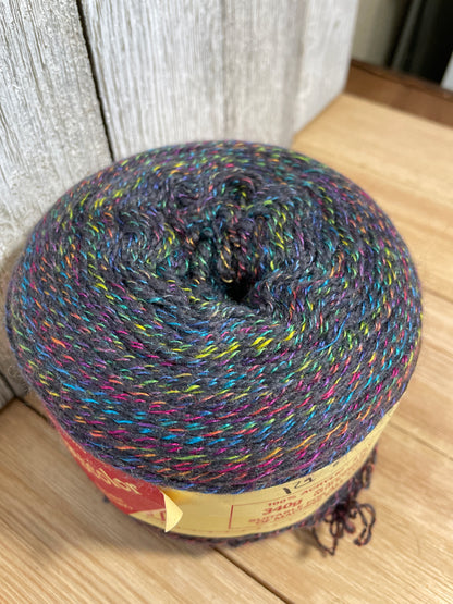 Designer Yarns Magicolor Machine Knitting Yarn Skein 80's Grey and Rainbow