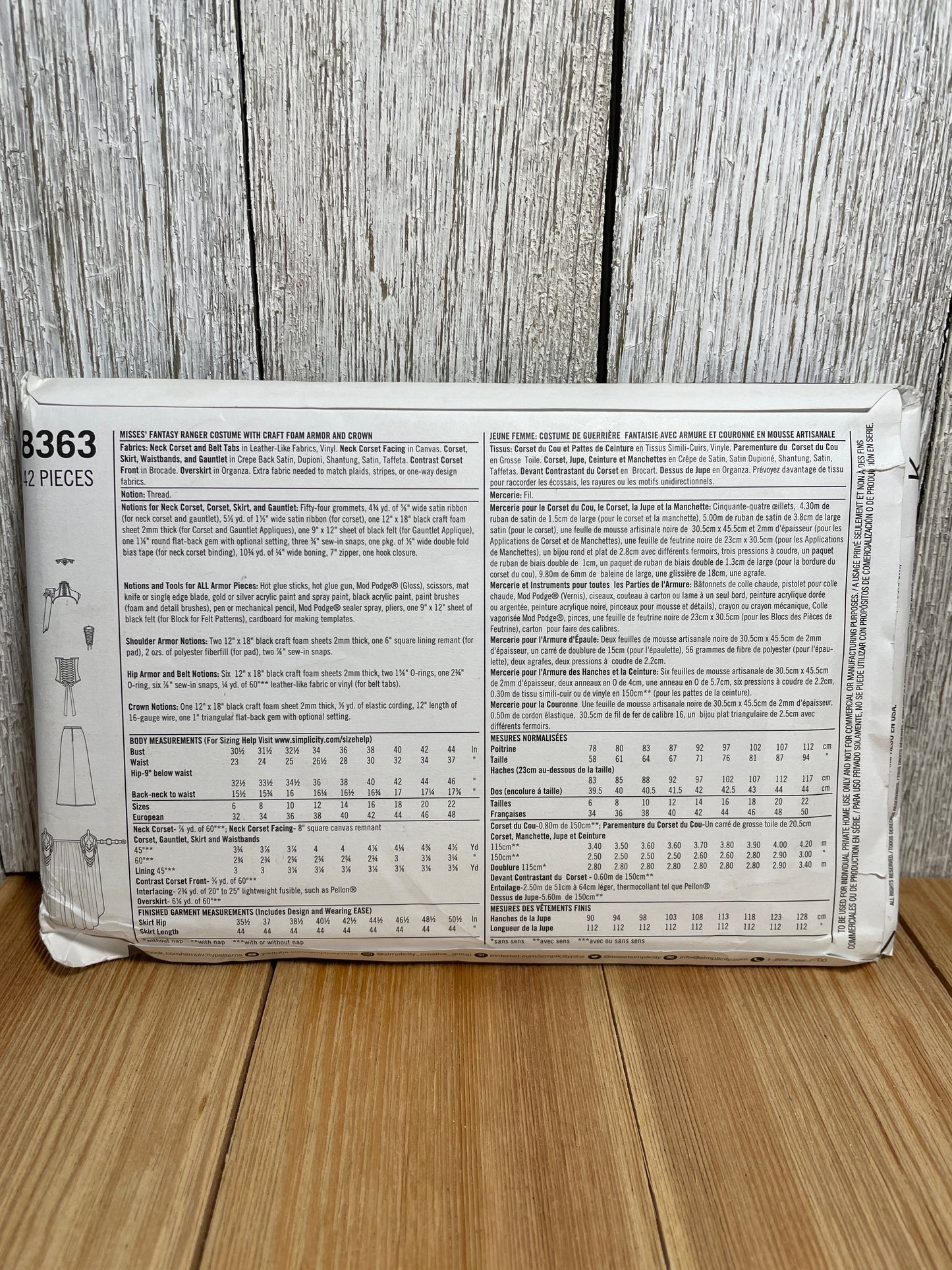 Simplicity 8363 Fantasy Warrior Ranger Amor and Crown Size 14-22 Pattern UNCUT FF Halloween Costume