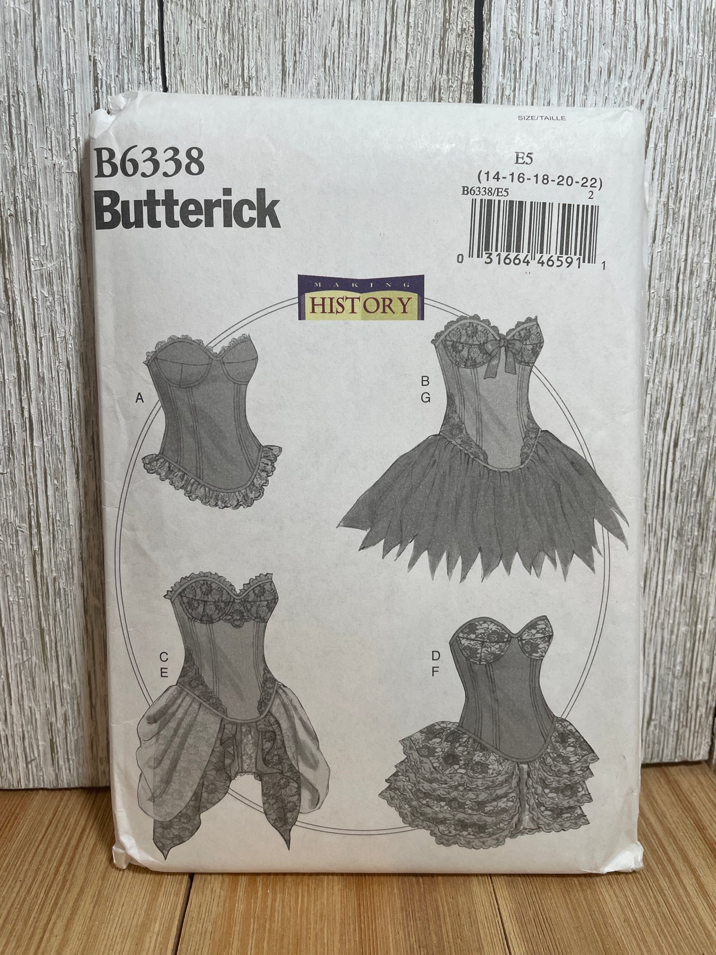 Butterick B6338 Making History Historical Fairy Bodice and Skirt Dance Costume Pattern Size 14-22 UNCUT FF