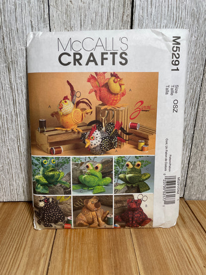 McCall's Crafts M5291 Chicken, Frog, Bed Sewing Caddies Scissor Holders Pattern UNCUT FF