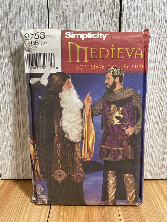 Simplicity 9753 Men's Medieval Wizard and Knight Size 42-48 Pattern UNCUT FF Halloween Costume