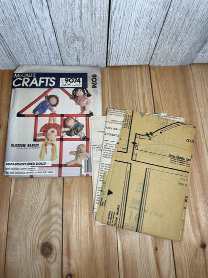 McCall's Crafts 9075 Blossom Babies Soft Sculpted Dolls 18" Dolls and Wardrobe Pattern UNCUT FF