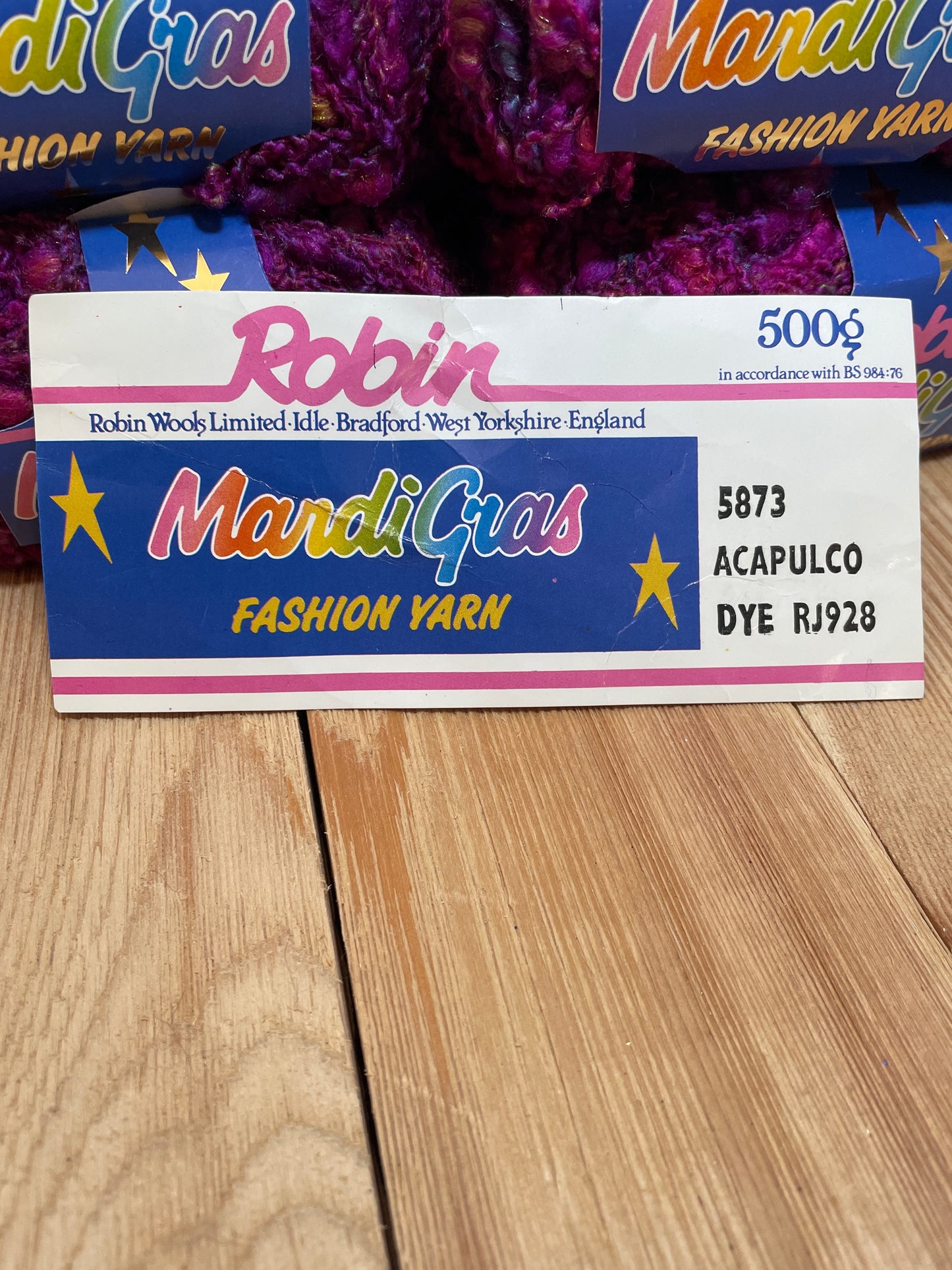 VINTAGE Robin Mardi Gras Fashion Yarn 5873 Acapulco RJ928 (10 Skein Bundle)