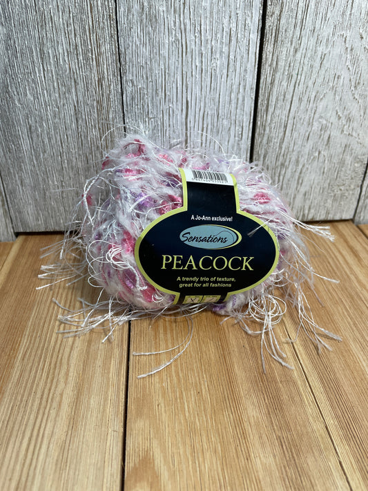 Joann Sensations Peacock White Full Skein Fuzzy Cocoon Yarn