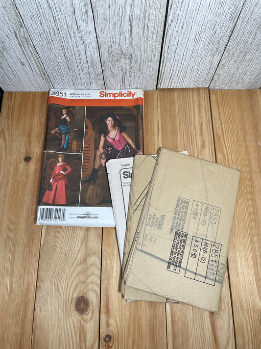 Simplicity 2851 Victorian Salon Old west Dess in Three Lengths Size 6-20 Pattern UNCUT FF Halloween Costume